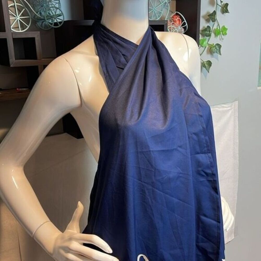 Cupshe Plant Print Criss-Cross Halter Navy Blue Casual Dress Size S RefCPS003 - Picture 11 of 13